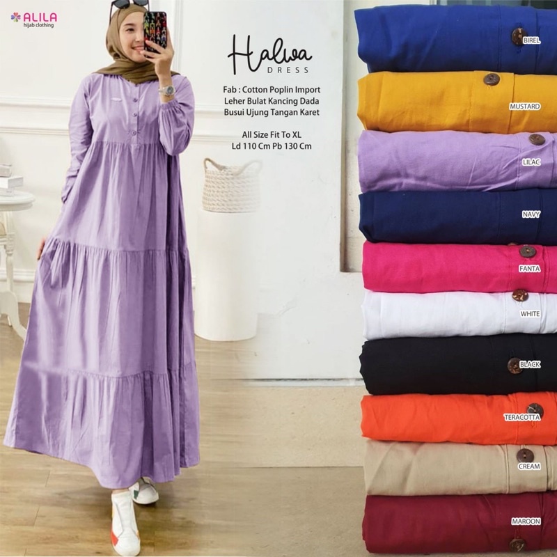 HALWA DRESS KATUN POPLIN IMPORT by ALILA HIJAB
