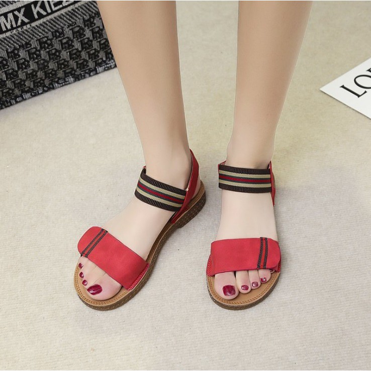 TBIG [COD] Sandal Tali Wanita Import FLATLIST Korea Style Santai Wanita Remaja Wedges