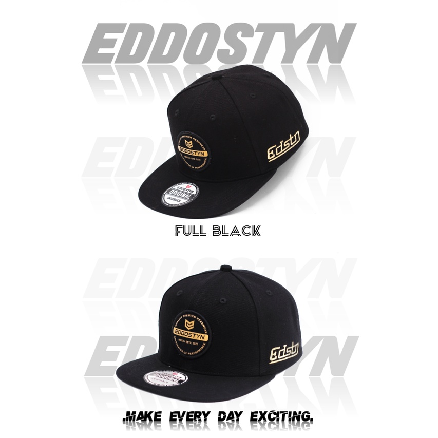 Topi Snapback hip hop Original Distro Premium Pria Dewasa Bordir Eddostyn Black