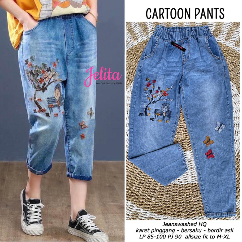 cartoon pants celana baggy jeans by jelita