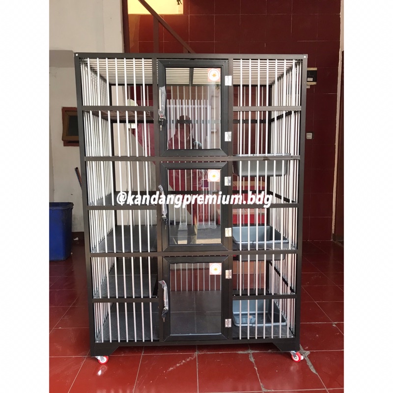 kandang kucing 3 kamar 3 pintu alumunium aluminium besar permanen murah