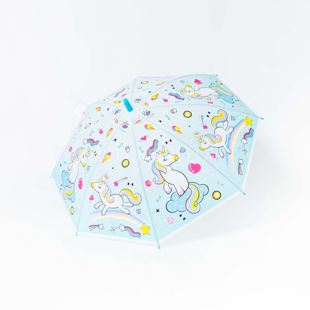 NEW Payung tongkat anak Motif unicorn transparan dof / lucu / GRC - K267 4U CLOTHING BISA COD