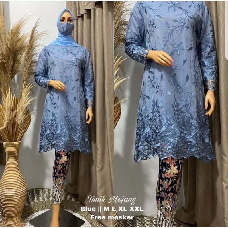 Set Tunik Tille Mutiara Modern 2022//Setelan Kebaya dan Rok Plisket//Seragam Pesta//kebaya termurah//baju kebaya termurah/tunik pesta/seragam pesta termurah/Baju kurung/pakaian wanita termurah/kebaya kekiniano