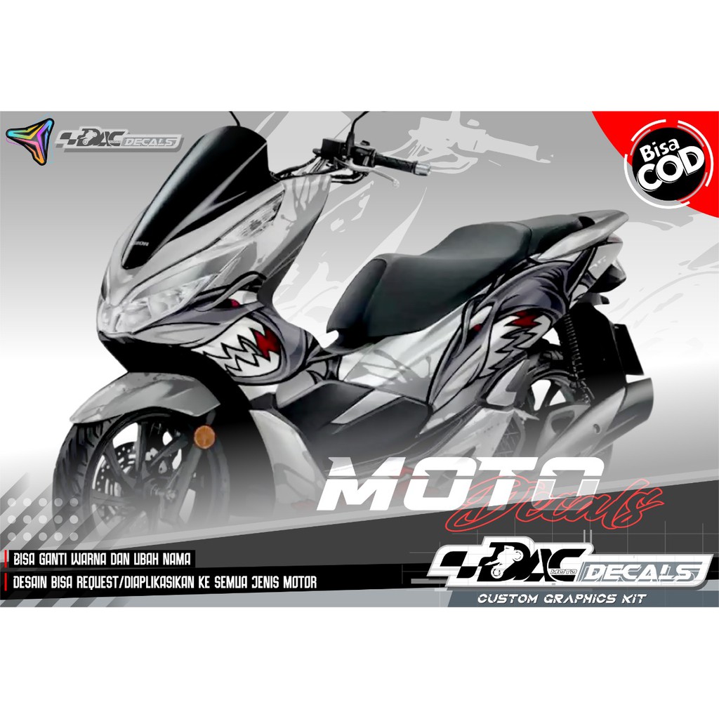 Sticker decal full body Honda PCX Shark Putih