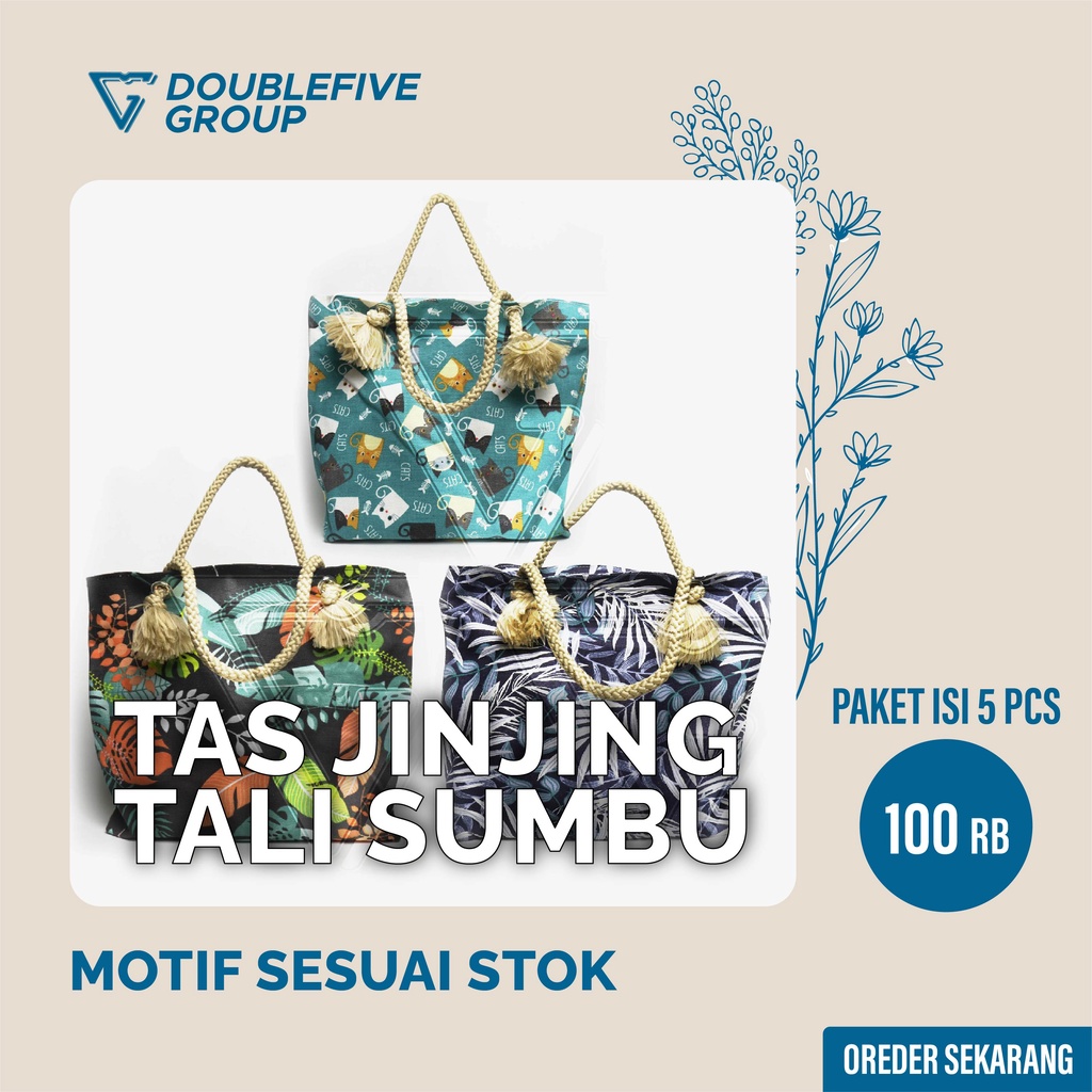 Tas Wanita Terbaru 2022 Tas Jinjing Viral Tali Sumbu Tas Slempang Kanvas Motif Dalam Furing PAKET HEMAT 100 Ribu Dapat 5 Pcs - Tote bag