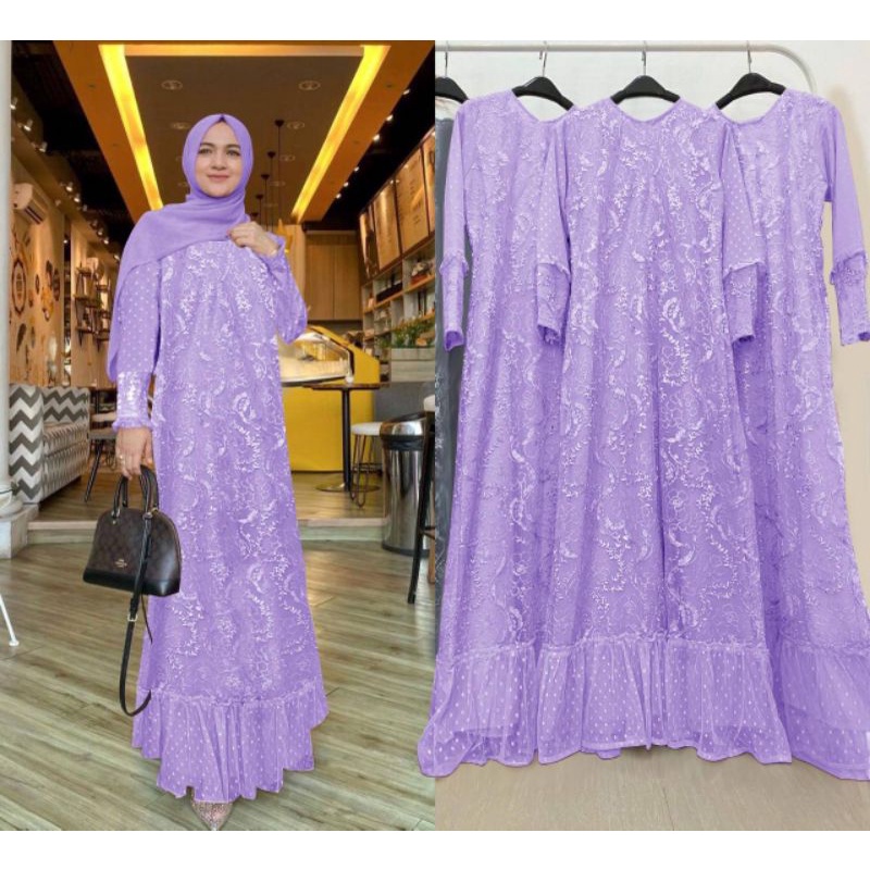 MAXI HUMAIRA /GAMIS BORDIR KOMBI TILLE MUTIARA /GAMIS KONDANGAN/GAMIS LEBARAN