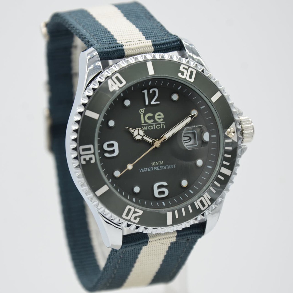 Smithton Freiburg Jam Tangan Pria / Cowok Murah Ice Watch Kanvas Navy White