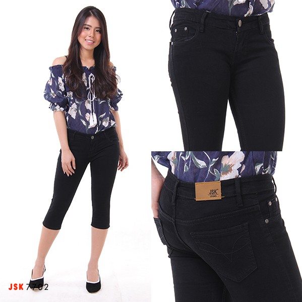 Celana Pendek Jeans Jumbo Model Skinny Jeans Wanita 7/8 Pensil Big Size Jeans Cewek / Short Jeans