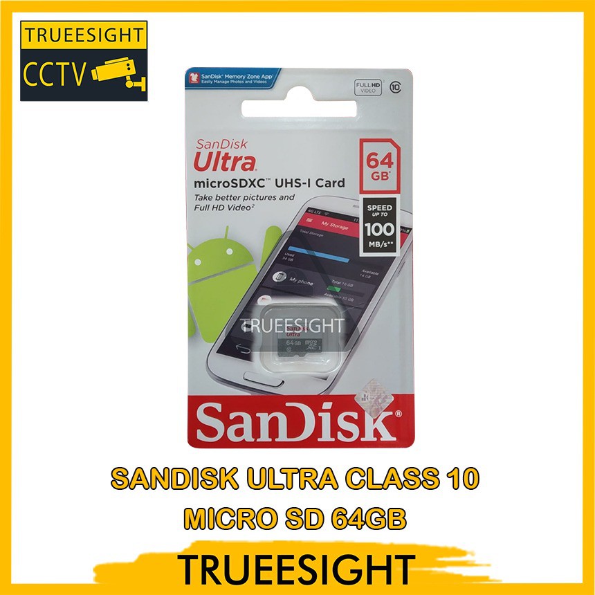 MICRO SD SANDISK MEMORY CARD 64GB CLASS 10