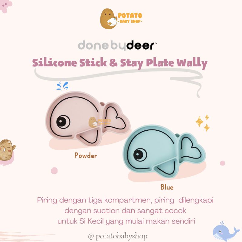 Done By Deer Silicone Stick &amp; Stay Plate Wally - Piring Suction