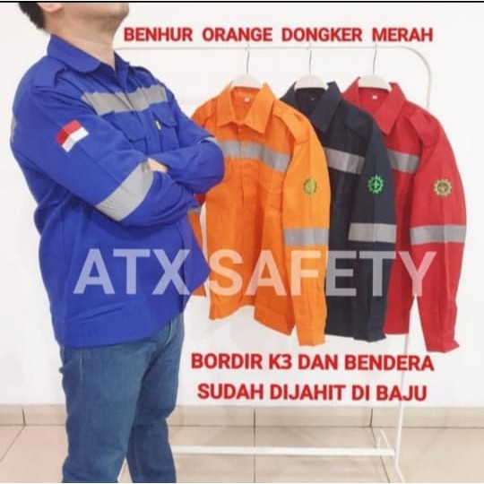 Wearpack Safety Baju Kerja Lapangan Lengan Panjang Merk ATX Abu Abu