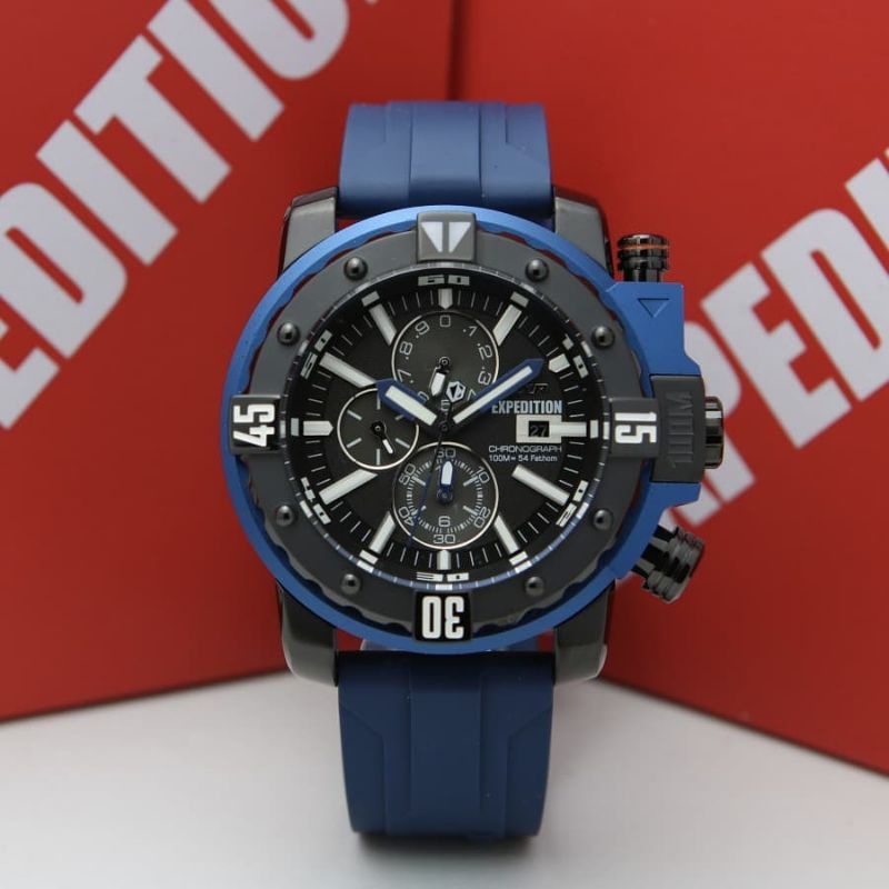 Jam Tangan Expedition EXP E 302 Pria / E302 MC Blue / Black Original