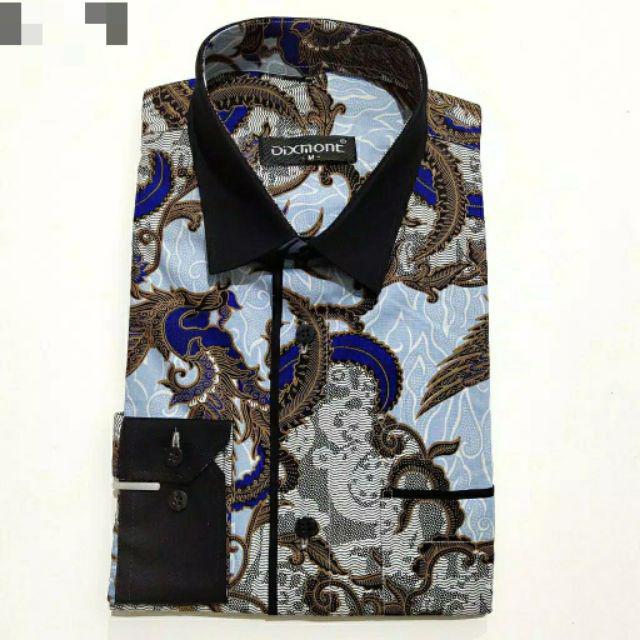 Kemeja Batik Pria Lengan Panjang Bl26 Katun Motif Modern Dixmont Semi Slimfit Premium