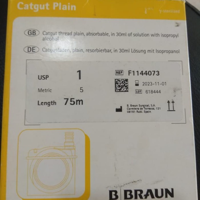 Benang Plain USP 1-75 B-Braun/Catgut Plain USP 1-75 B Braun