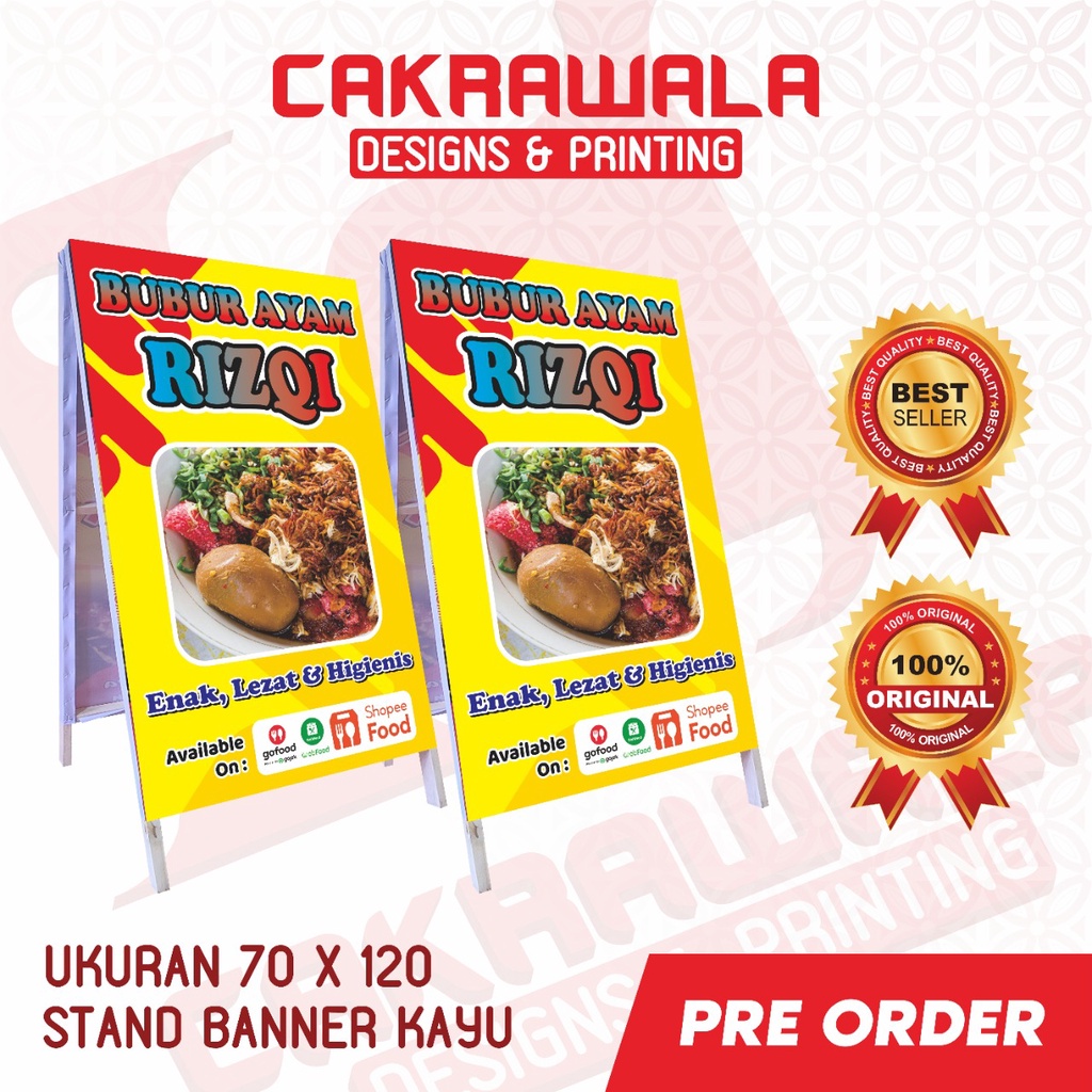 STAND BANNER KAYU UKURAN 70 X 120 - STANDING BANNER KAYU JUALAN - STANDING A BANNER RANGKA KAYU