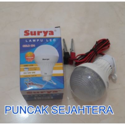 Lampu Aki LED DC 12V 5W surya ( putih bening )