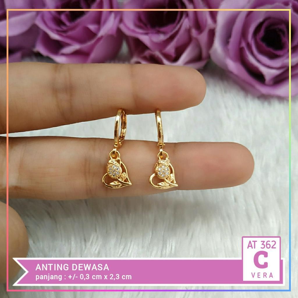 Anting xuping anting dewasa oval full mata perhiasan lapis emas AT 362