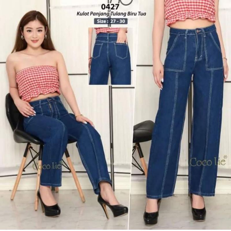 Celana jeans kulot panjang import 0427