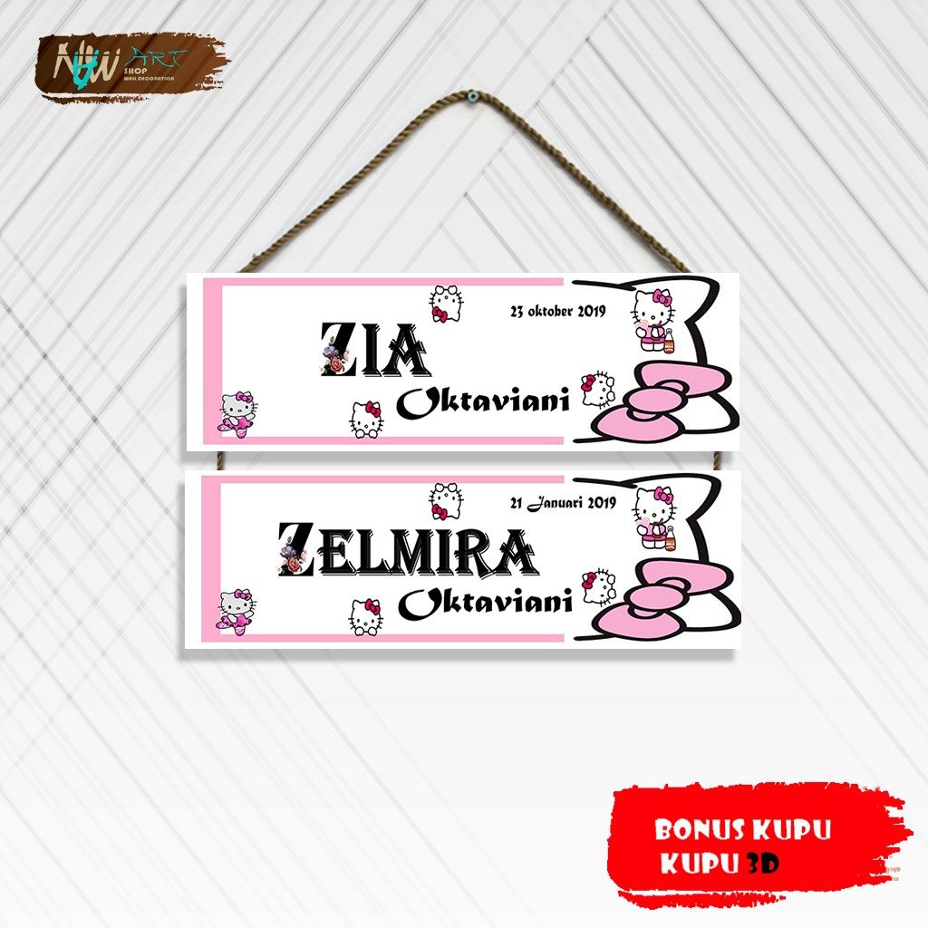 Hiasan dinding karakter hello kitty  papan gantungan pintu dekorasi rumah pajangan kamar poster kayu