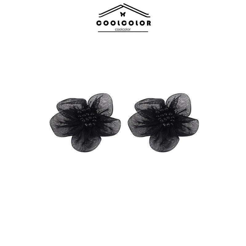 COD❤️1 Pasang anting bunga hitam Korea Musim Gugur Dingin Hitam Kasa Retro Gaya Cina  Anting Tusuk Motif Vintage Fashion Impor Murah Wanita Aksesoris