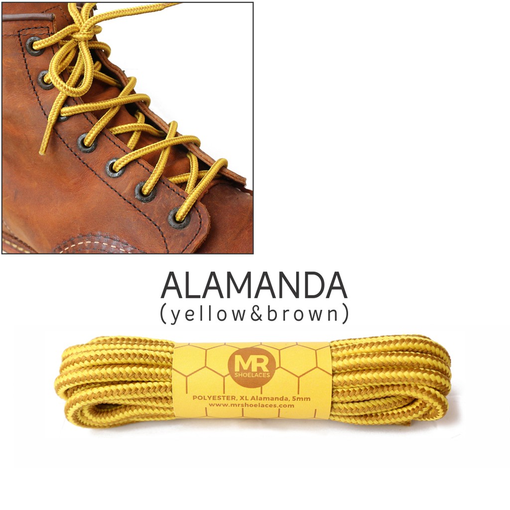 MR Shoelaces CR01 Alamanda (Kuning Coklat) Tali Sepatu Bulat Corak / Motif 5-6mm 80cm 90cm 100cm 120cm 150cm 200cm - Premium Shoelace