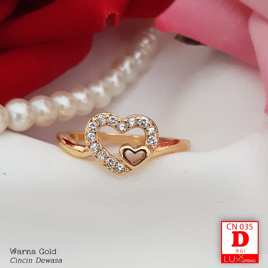 CN 035 Cincin Wanita Dewasa Murah Perhiasan Imitasi Cantik Cincin Xuping Lapis Emas Luxx Xuping