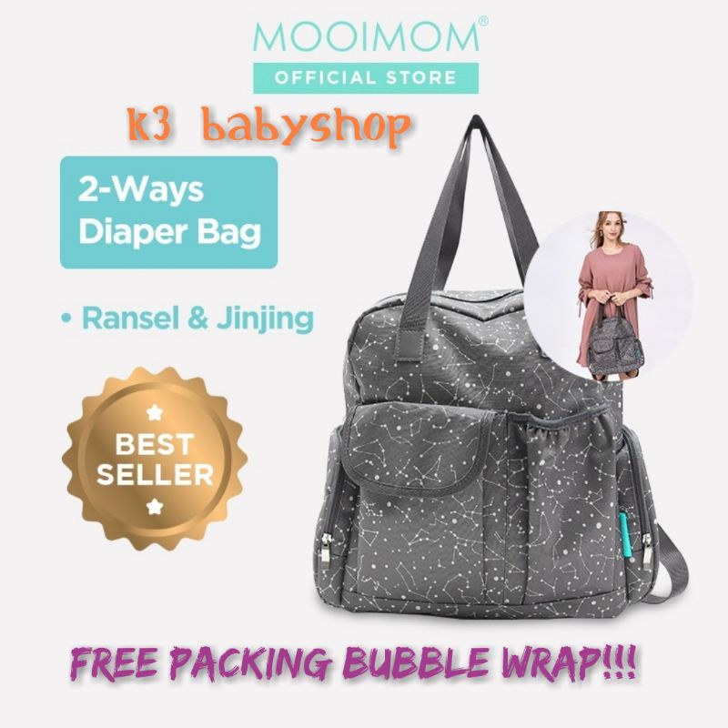 Two Ways Diaper Bag Mooimom Tas perlengkapan bayi tas travel traveling kado lahiran hadiah gift