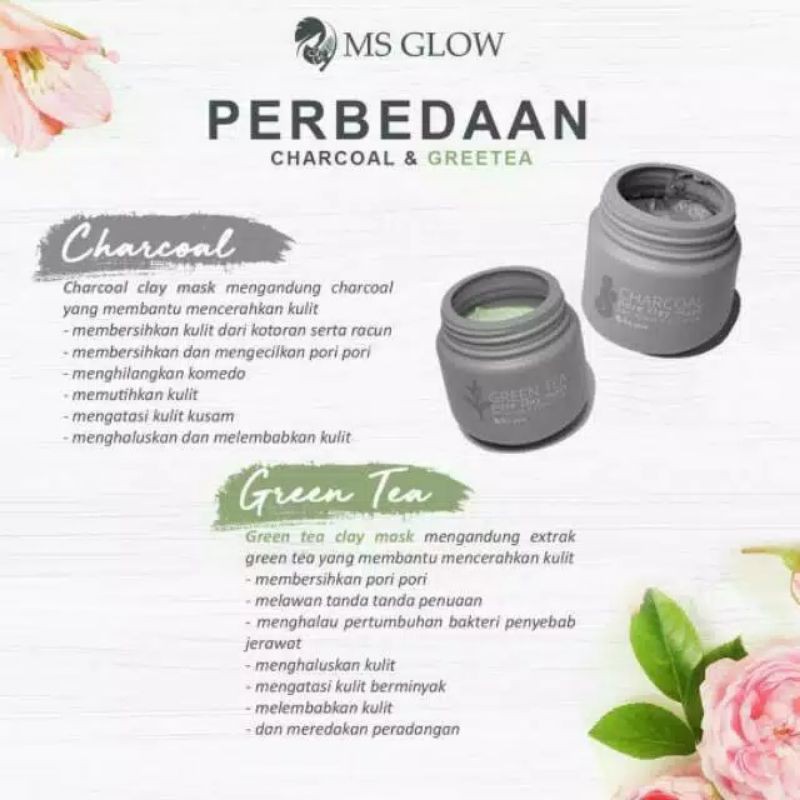 Green tea Clay Mask MS Glow Original masker wajah (bisa COD)