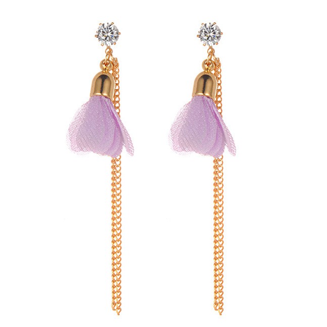 LRC Anting Tusuk Fashion  Flower Shape Decorated Tassel