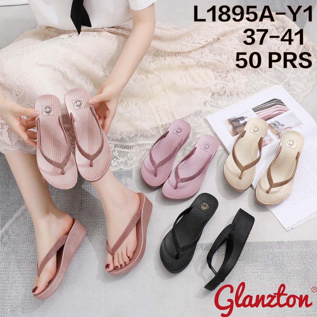 Sandal Jepit Wedges Jelly L1895A Glanzton