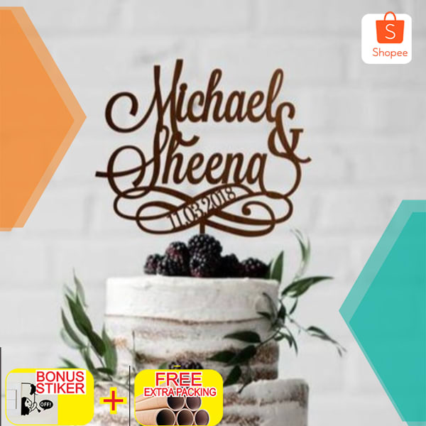 Cake Topper / Topper Kue Akrilik / Lamaran Hiasan Kue Pernikahan - 10cm Keren