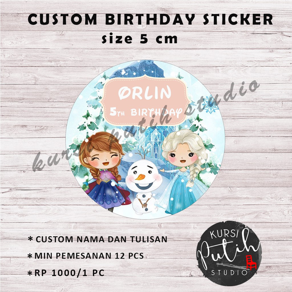 

custom sticker birthday ulang tahun bento tema frozen