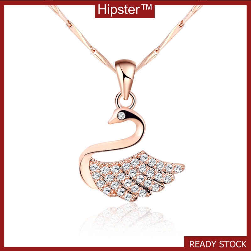 Hot Sale Luxury Moissanite Rose Gold Swan Pendant Silver Necklace