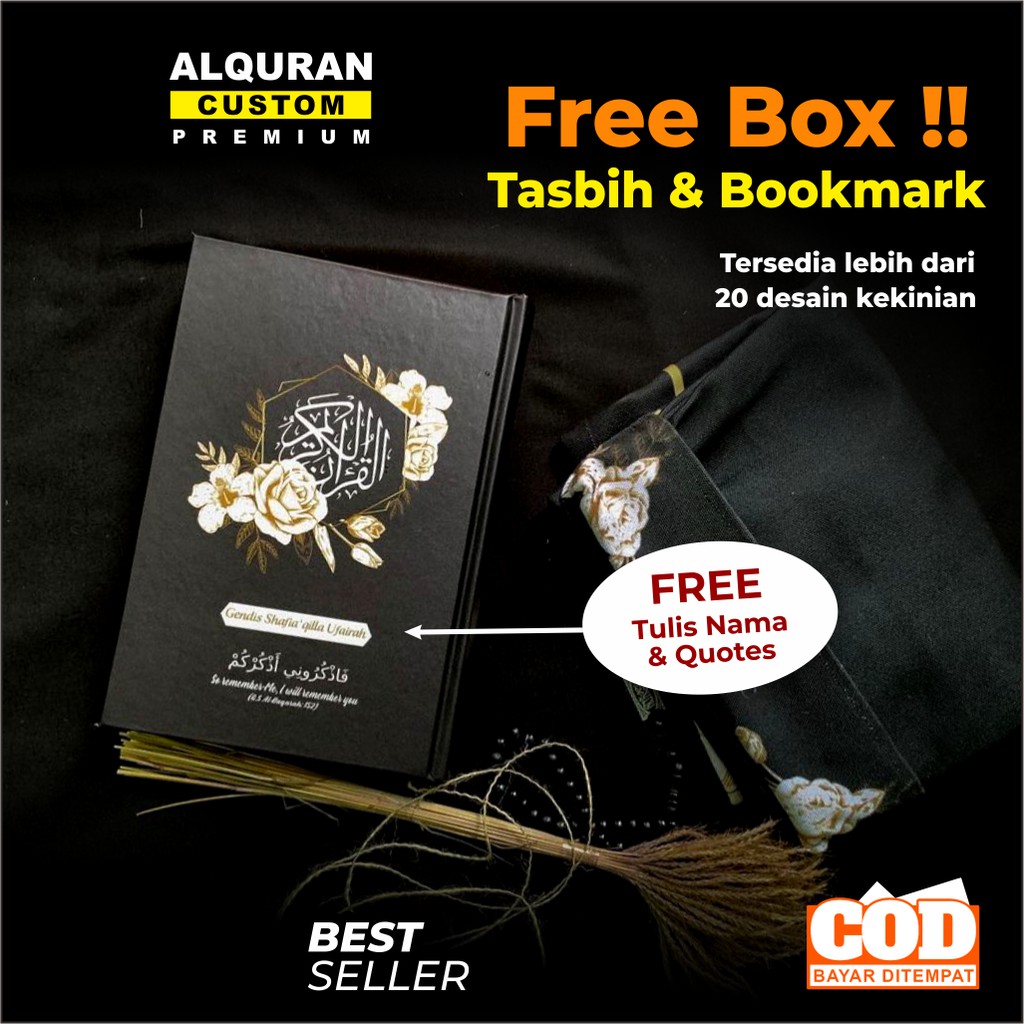 Al quran Custom Tulis Nama A5 Cover Quran Terjemah Tajwid Warna Hafalan Kecil Besar Mahar Pernikahan