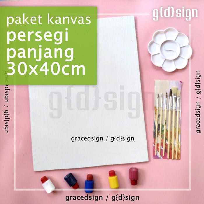 

Art / Diy Painting Kit Paket Lukis Palet Kanvas Kuas Persegi Panjang 30X40Cm