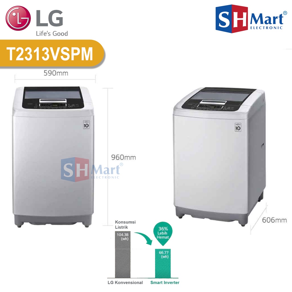 MESIN CUCI 1 TABUNG LG KAPASITAS 13 KG T2313VSPM TOP LOADING INVERTER (MEDAN)