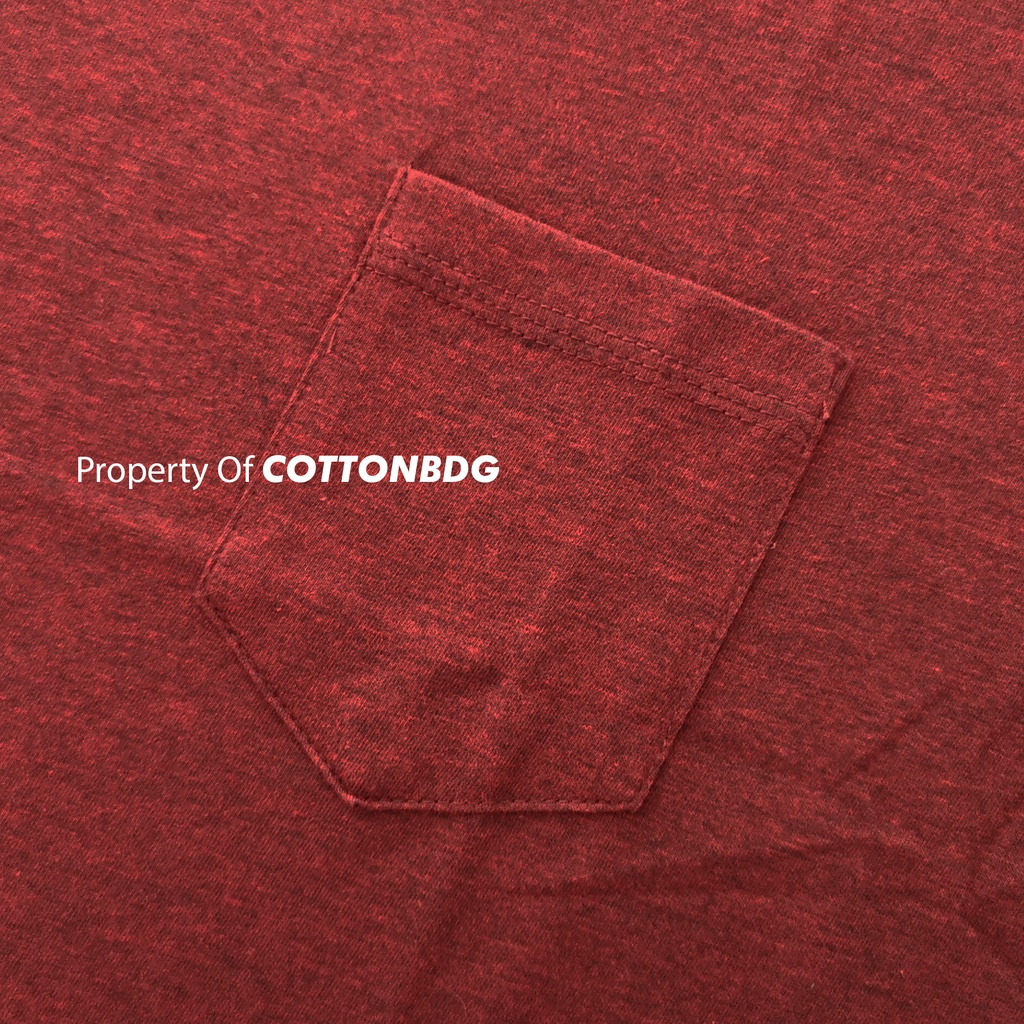 KAOS POLOS SAKU PRIA POCKET TANGAN PENDEK WARNA MAROON TRITONE UKURAN S-XL BAHAN THREETONE 30S ORGINAL