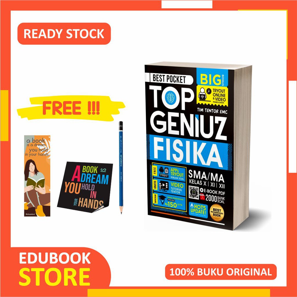 

BUKU FISIKA SMA BEST POCKET TOP GENIUZ FISIKA - EMC - (BONUS PENSIL 2B, BOOKMARK, STIKER)