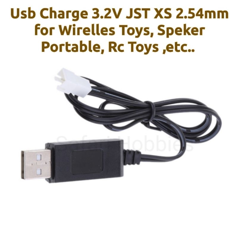 Kabel Usb Charge for Wirelles Toys, Speaker Portable, RcToys, Baterai Lipo 3.2V JST XS 2.5mm