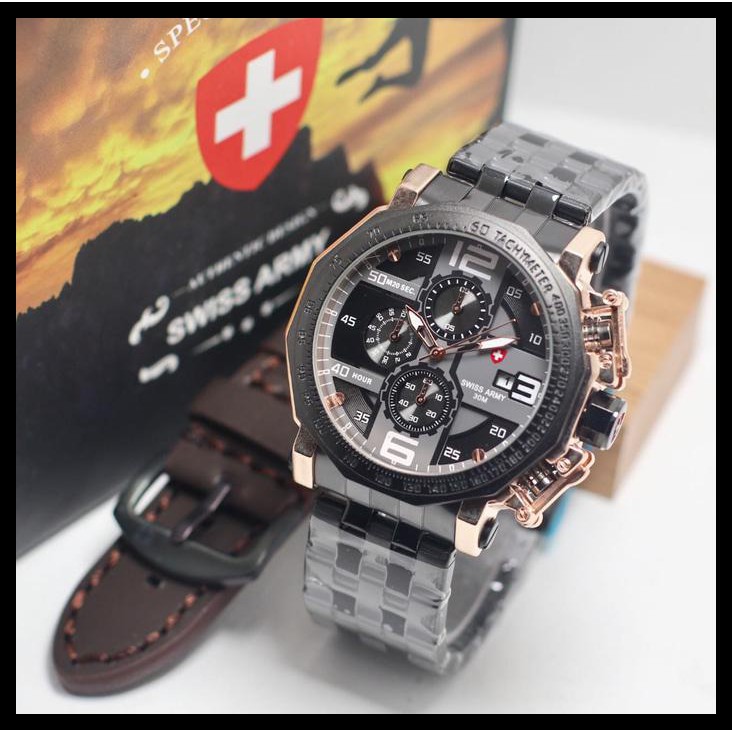 Swiss Army Sa 8119 Chrono Water Resist - Jam Tangan Pria Box Ori
