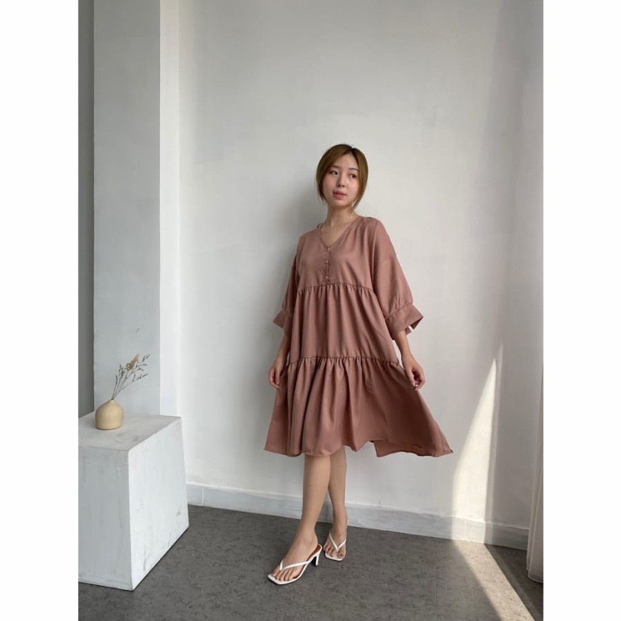 Dress Korea Wanita Freya Moss Premium A003 / Dress Wanita Ala Korea