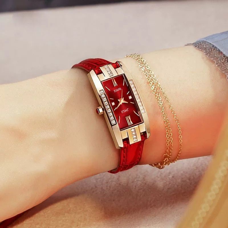 LDS J035 Jam Tangan Wanita Analog Persegi Panjang Strap PU Kecil Fashion Import