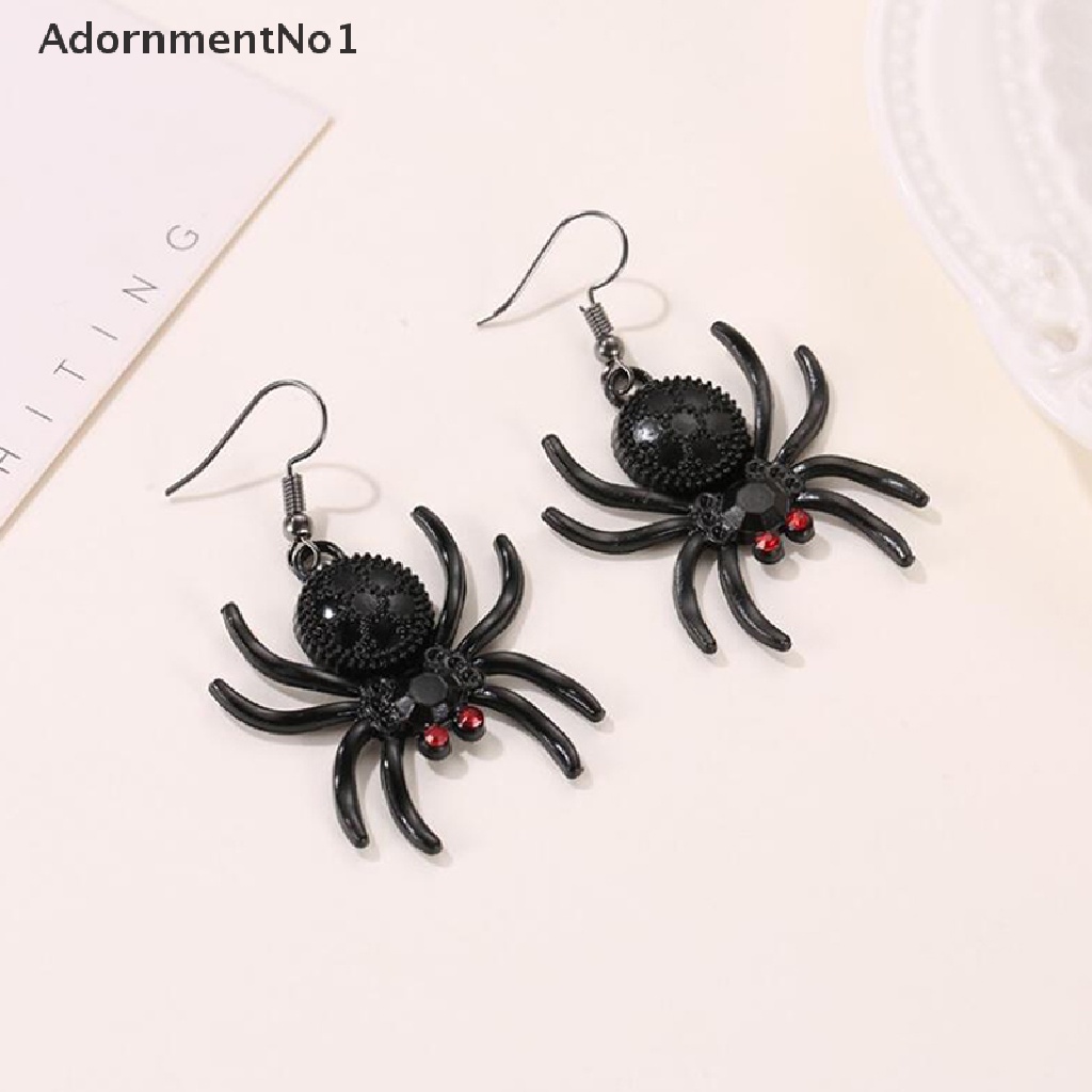 (AdornmentNo1) Anting Tusuk Gantung Desain Laba-Laba Hias Kristal Gaya Gothic / Hip Hop Untuk Halloween