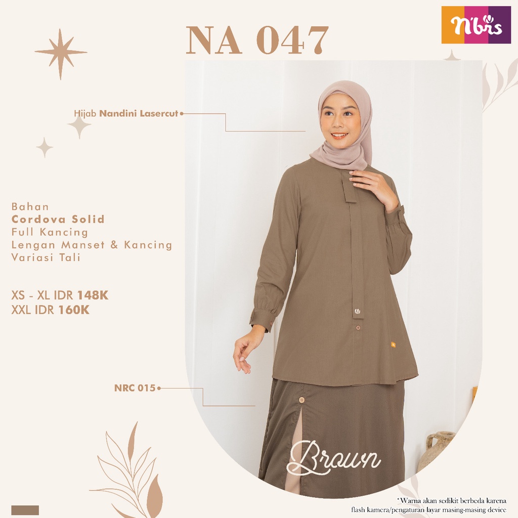 Nibras Atasan NA 47 Bahan Cordova Solid Kemeja Wanita Muslimah Simple Polos Formal OOTD