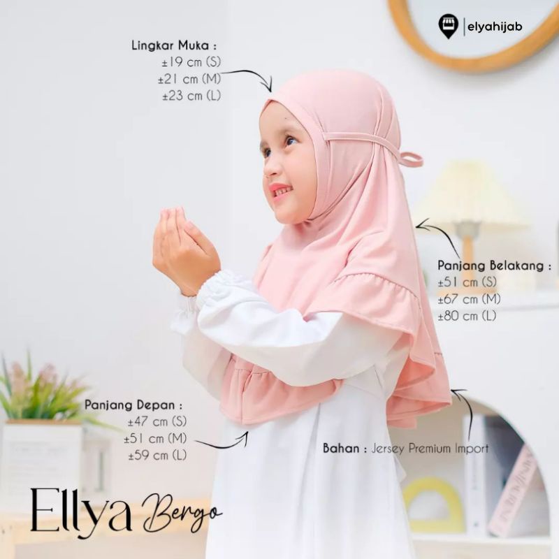 Elya Bergo anak tali / Bergo anak jersey / Bergo anak / Bergo instant anak