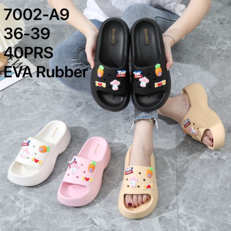 Sandal Selop Wedges Viral Rubber Enteng Empuk Sandal Fuji Para Artis 7002 Toys