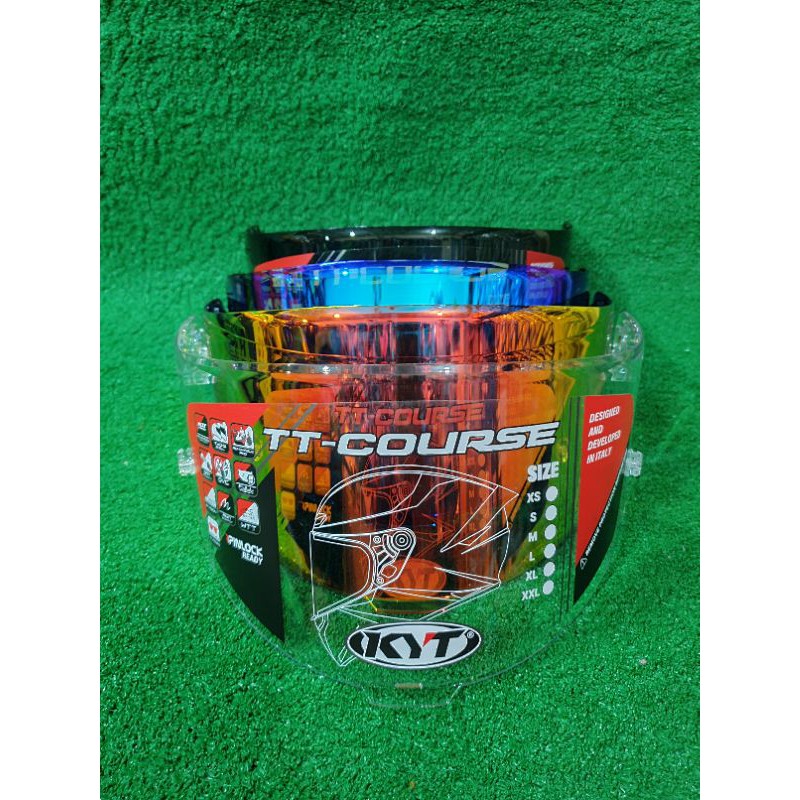 Visor flat KYT  TT course/kacaTT course/VISOR norisk  iridium blue&ReD gold