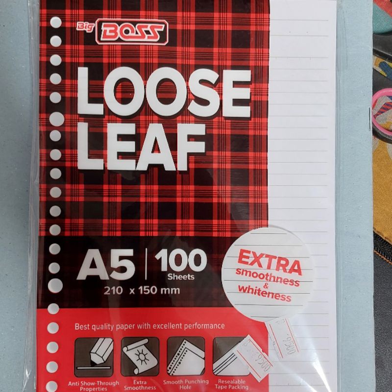 

Kertas Isi Binder Loose Leaf Big Boss A5 LL100 20 70 100 Sheets Note Ukuran 14,8x21cm - 1 Pack Isi 100 Lembar