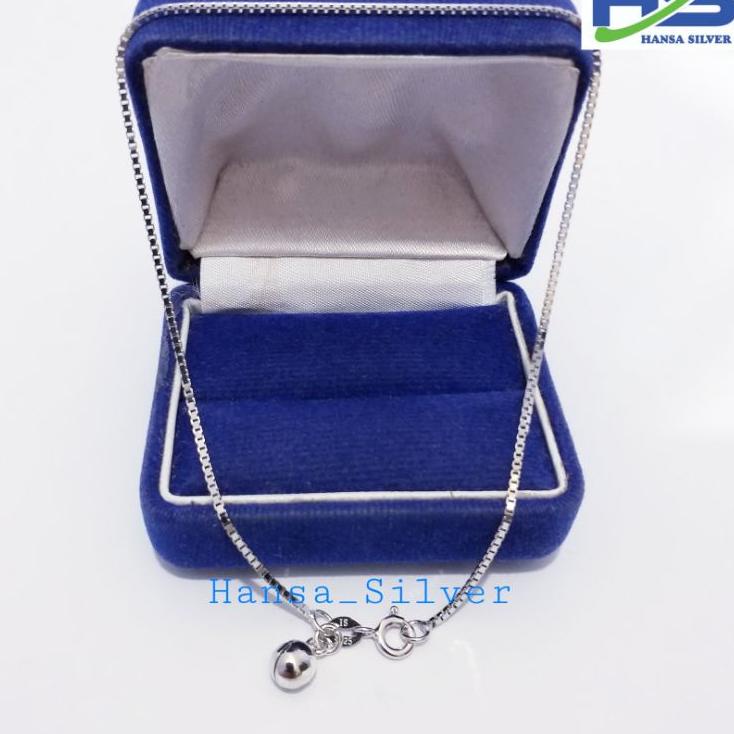 Super Spesial Gelang Kaki Perak Silver Asli 925 Lapis Emas Putih Italy Kotak