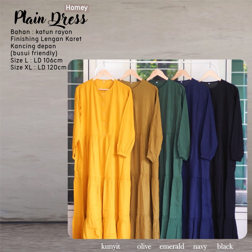 Gamis Dewasa Polos Homey Dress Dewasa Bahan Katun Rayon Premium Nyaman Dipakai | Bisa Cod